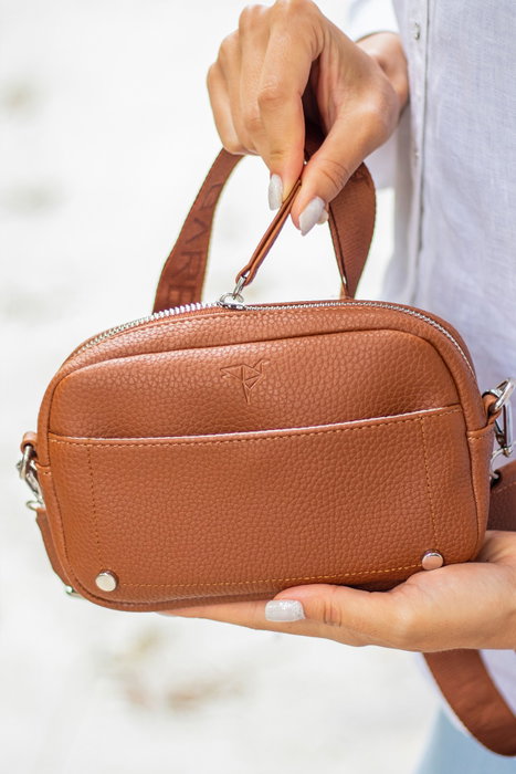 Zoozie Bags Bolso Bandolera de Piel PU Tostado - Elegante y Sofisticado, 21x6x13 cm